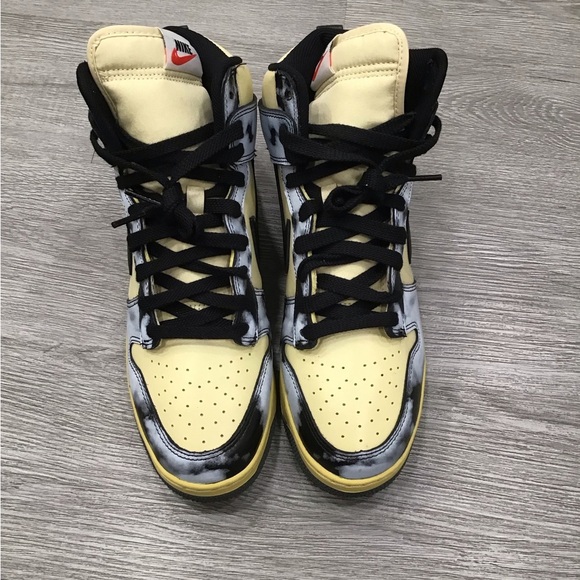 Nike Dunk High 1985 Black Acid Wash Men’s 9.5 Yellow/Black Retro Sneakers EUC - Picture 2 of 10